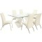 Ophelia Contemporary Seven Piece Dining Set with Rectangular Glass Top Table